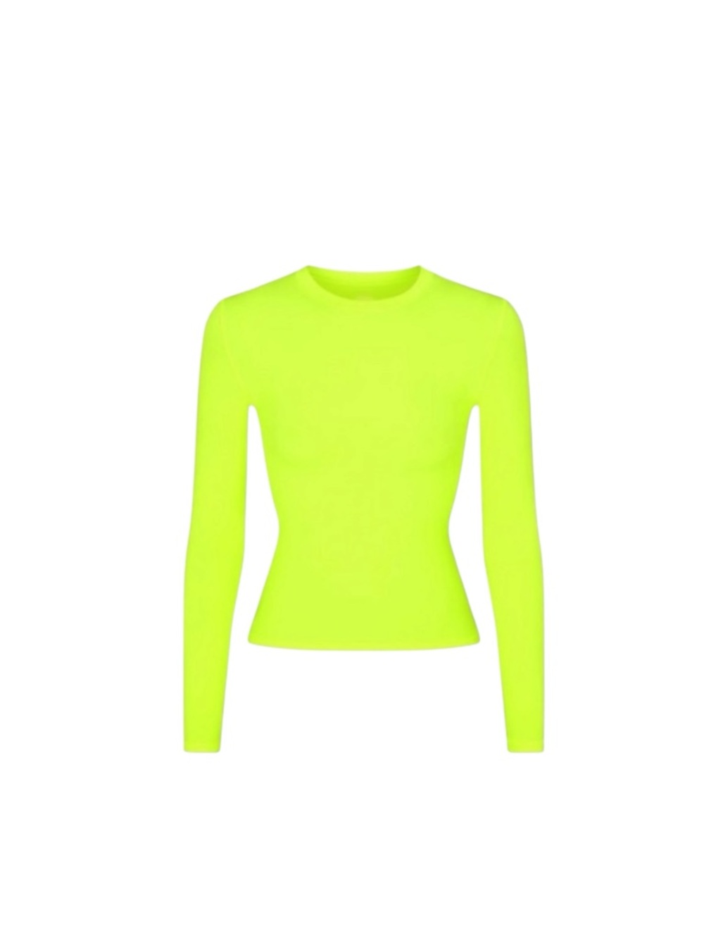 SKIMS Fits Everybody Long Sleeve Top 3X Neon Green Stretch Crew Neck